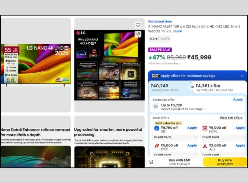 LG Nano Smart Tv deal on flipkart sale