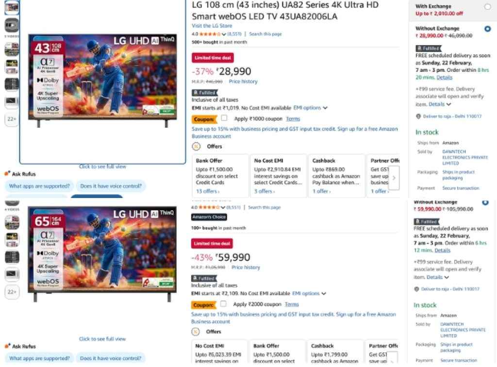 LG Smart Tv Deals on amazon