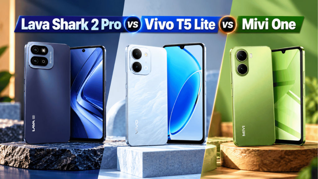 Lava Shark 2 Pro vs Vivo T5 Lite vs Mivi One-1
