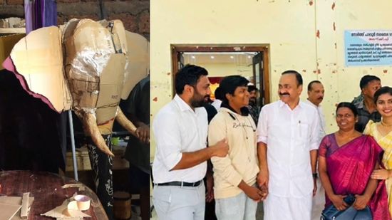 കാർഡ്ബോർഡിൽ നിന്ന് റോബോട്ട് വരെ; വിസ്മയം തീർത്ത് ലെവിൻ പൗലോസ്