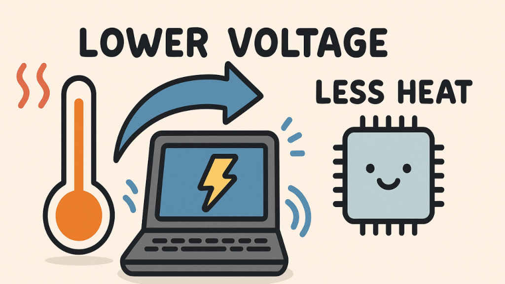 Lower voltage means less heat