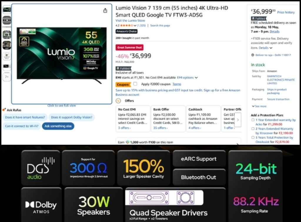 Lumio Vision 7 QLED smart tv deal