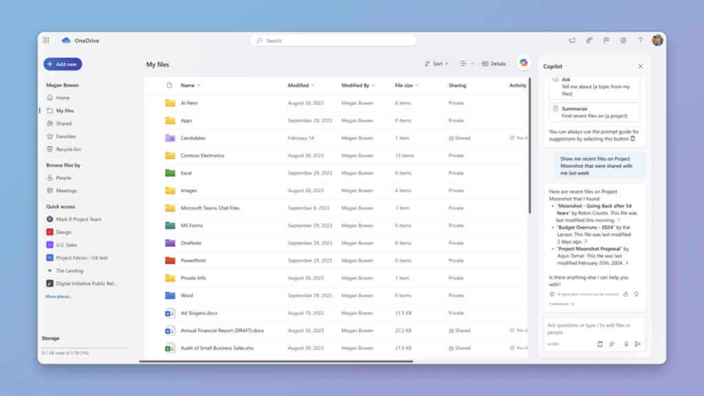 Copilot in OneDrive: Your personal file assistant will roll out in April 2024
