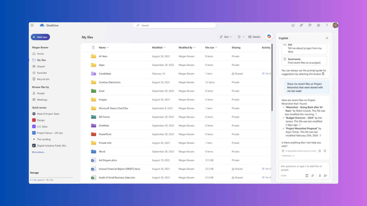 Copilot in OneDrive: Your personal file assistant will roll out in April 2024
