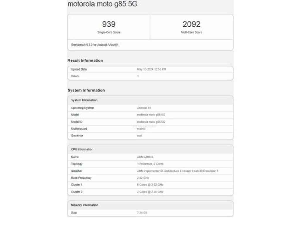 Moto G85 5G கீக் பெஞ்சில் பல  தகவல் லீக் 