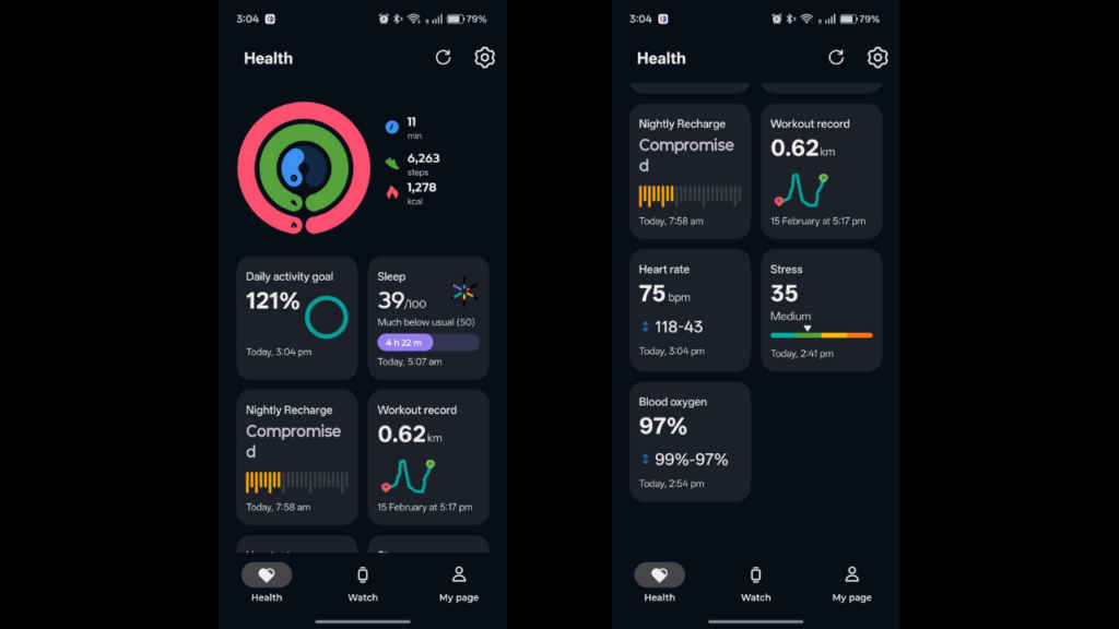 Moto Watch Health tracking