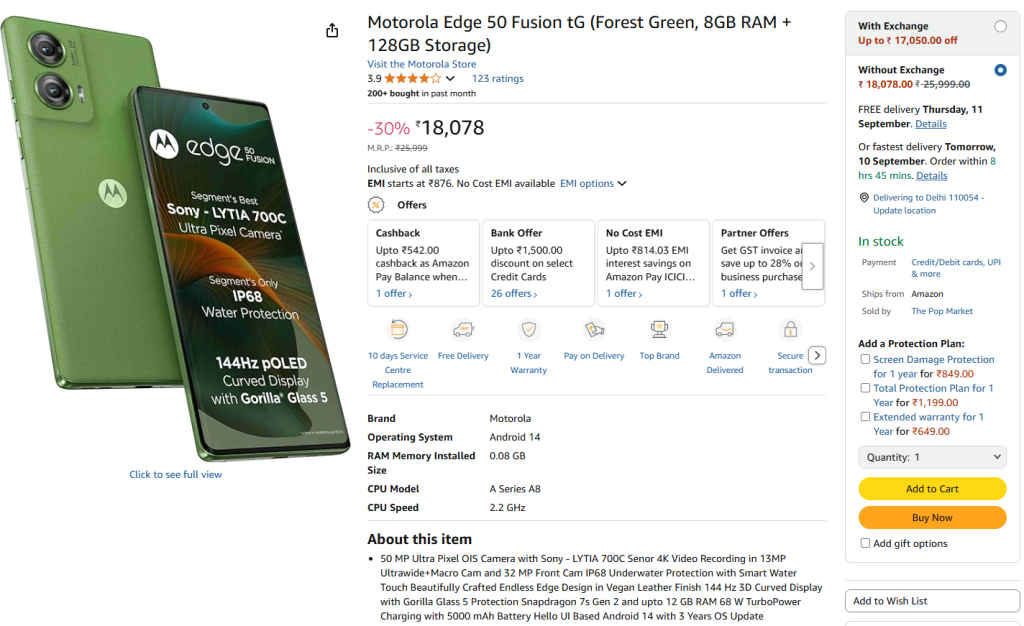 Motorola Edge 50 Fusion price drops