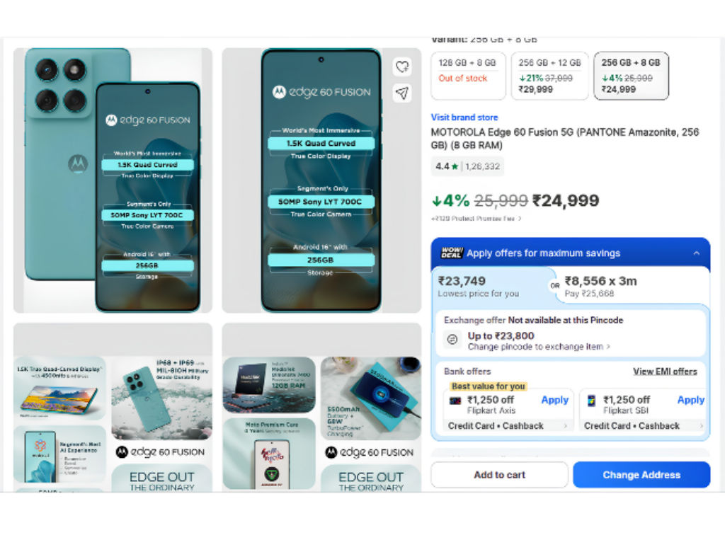 Motorola Edge 60 Fusion 5G Discount Price in Flipkart