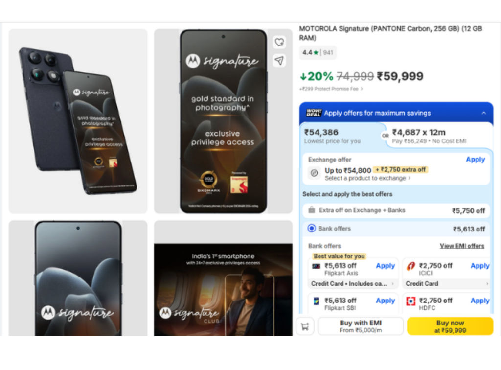 Motorola Signature discount Price in Flipkart BBSD sale