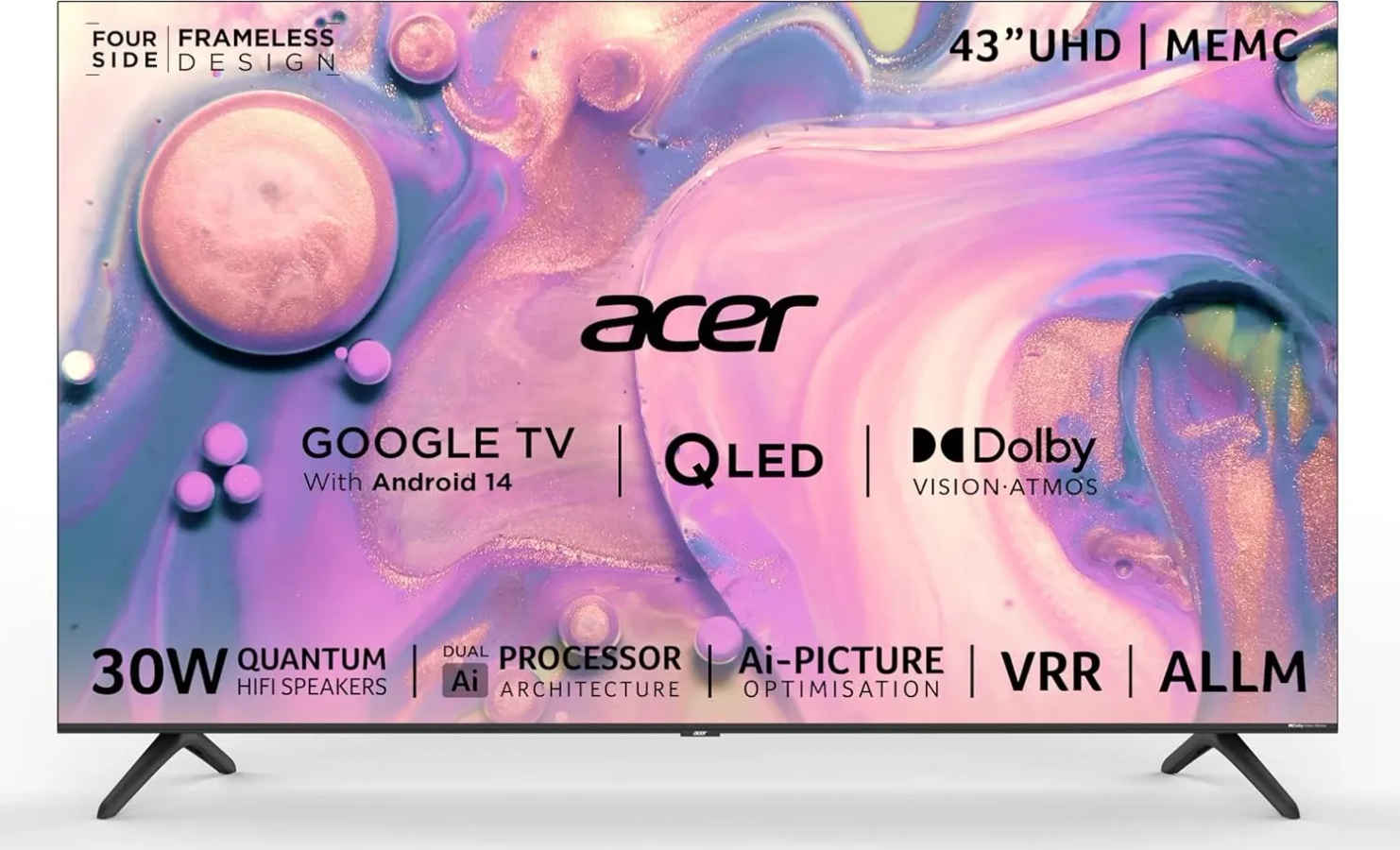 Acer V Pro 43 inch Ultra HD 4K Smart QLED TV (AR43QDQGR2851AD)