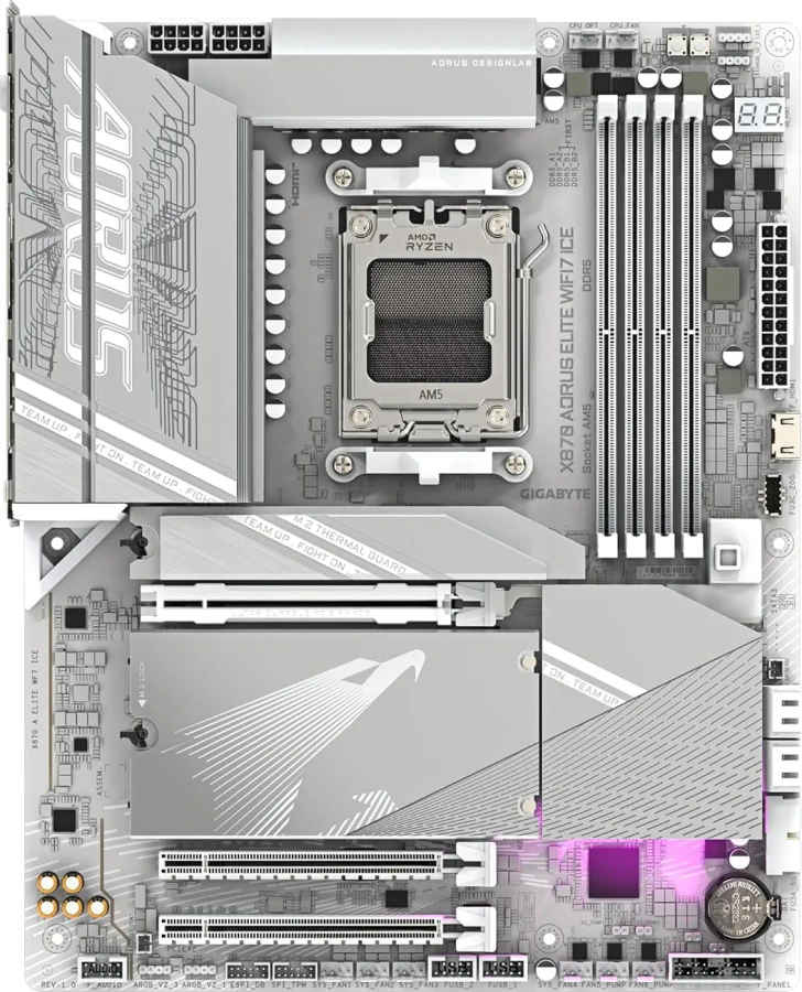 Gigabyte X870 Aorus Elite WiFi 7 Ice Motherboard