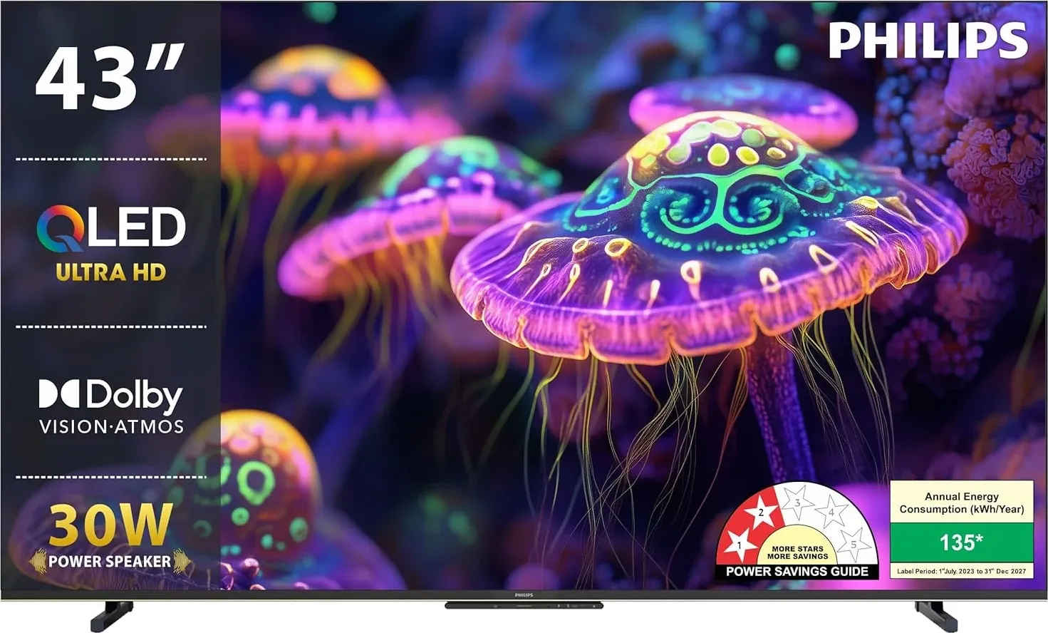 Philips Lumina Series 43 inch Ultra HD 4K Smart QLED TV (43PQT8100/94)