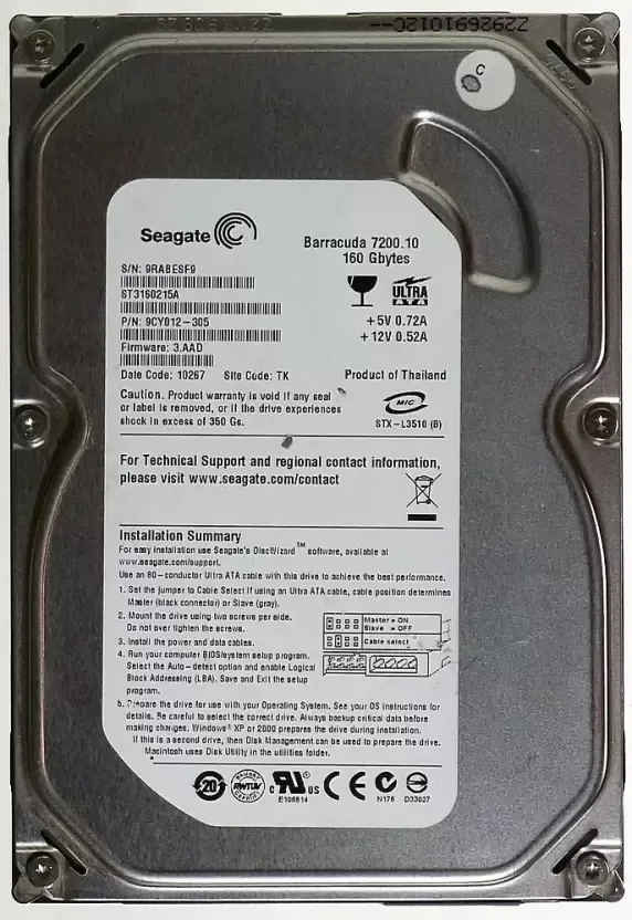Seagate Barracuda ST3160215A Desktop Internal Hard Drive