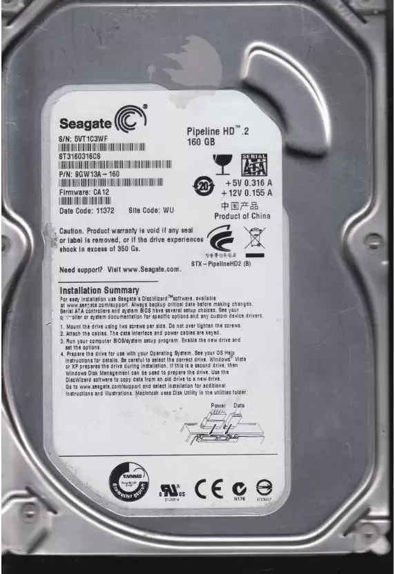 Seagate Pipeline ST3160316CS 160 GB Internal Hard Disk Drive