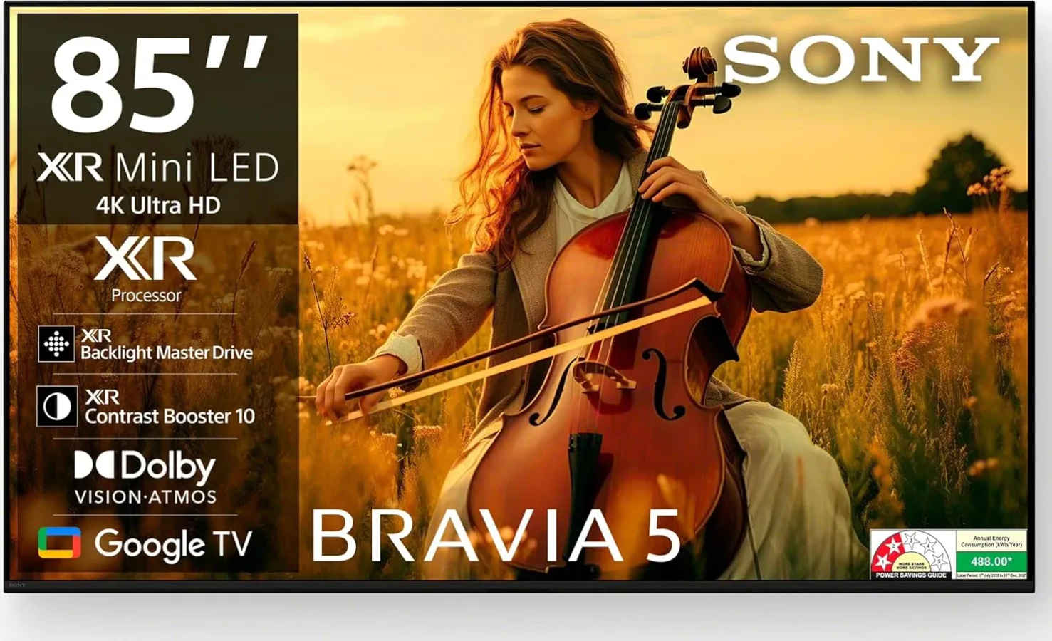 Sony Bravia 5 XR55 85 inch Ultra HD 4K Smart Mini LED TV (K-85XR55A)