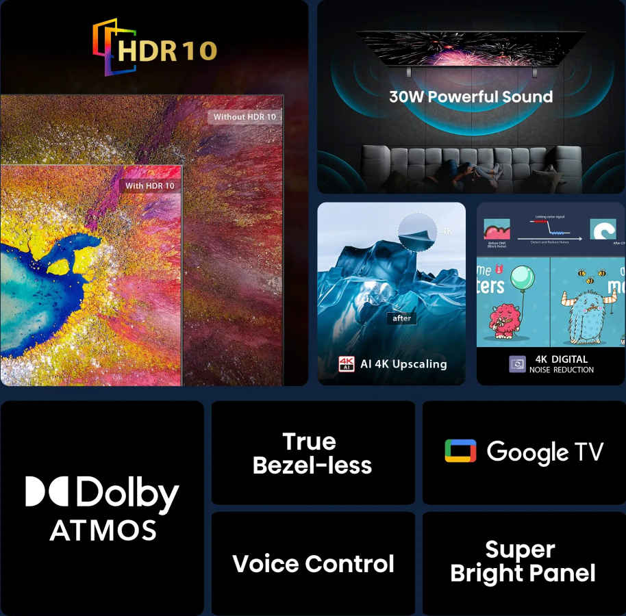 Toshiba E350 65 inch Ultra HD 4K Smart LED TV (65E350RP)