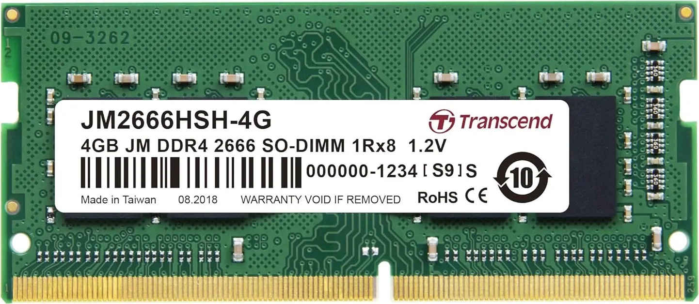 Transcend JetRam JM2666HSH-4G 4 GB DDR4-2666 Laptop RAM