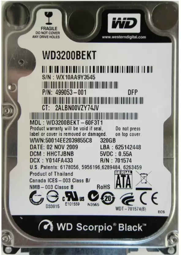 WD Scorpio WD3200BEKT 320 GB Laptop Internal Hard Disk Drive