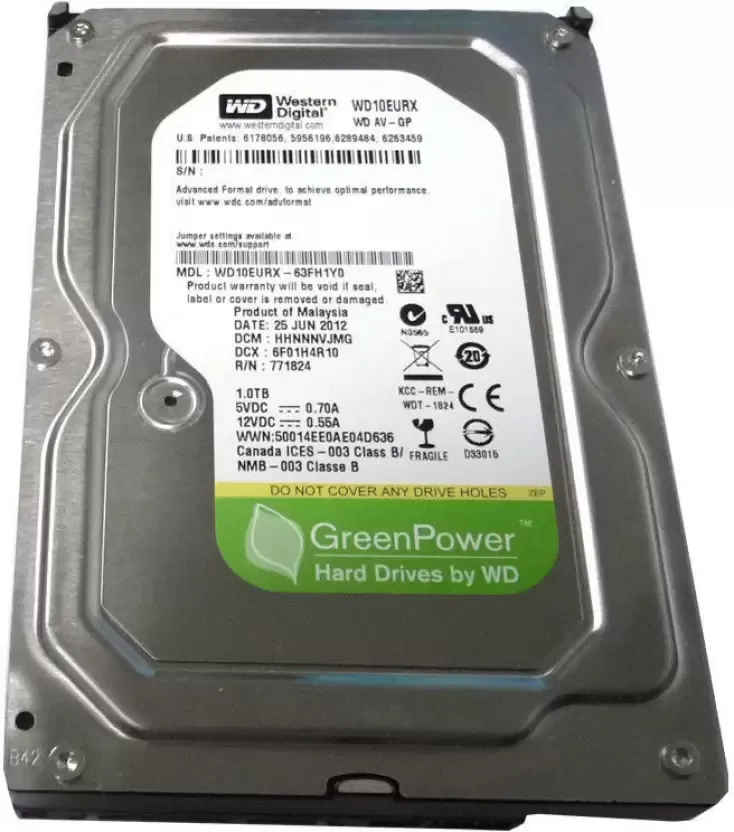 WD WD10EURX 1 TB Desktop Internal Hard Disk Drive