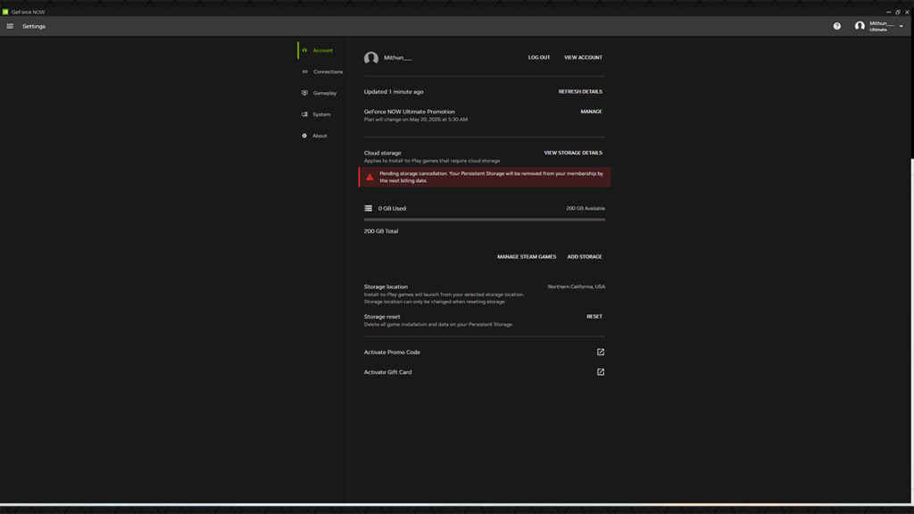 NVIDIA GeForce Now India 200 GB Storage