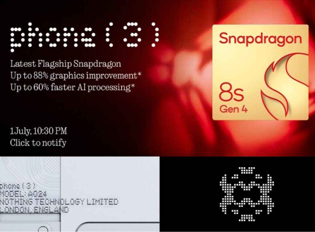 Nothing Phone 3 launch with Snapdragon 8s Gen 4 chip