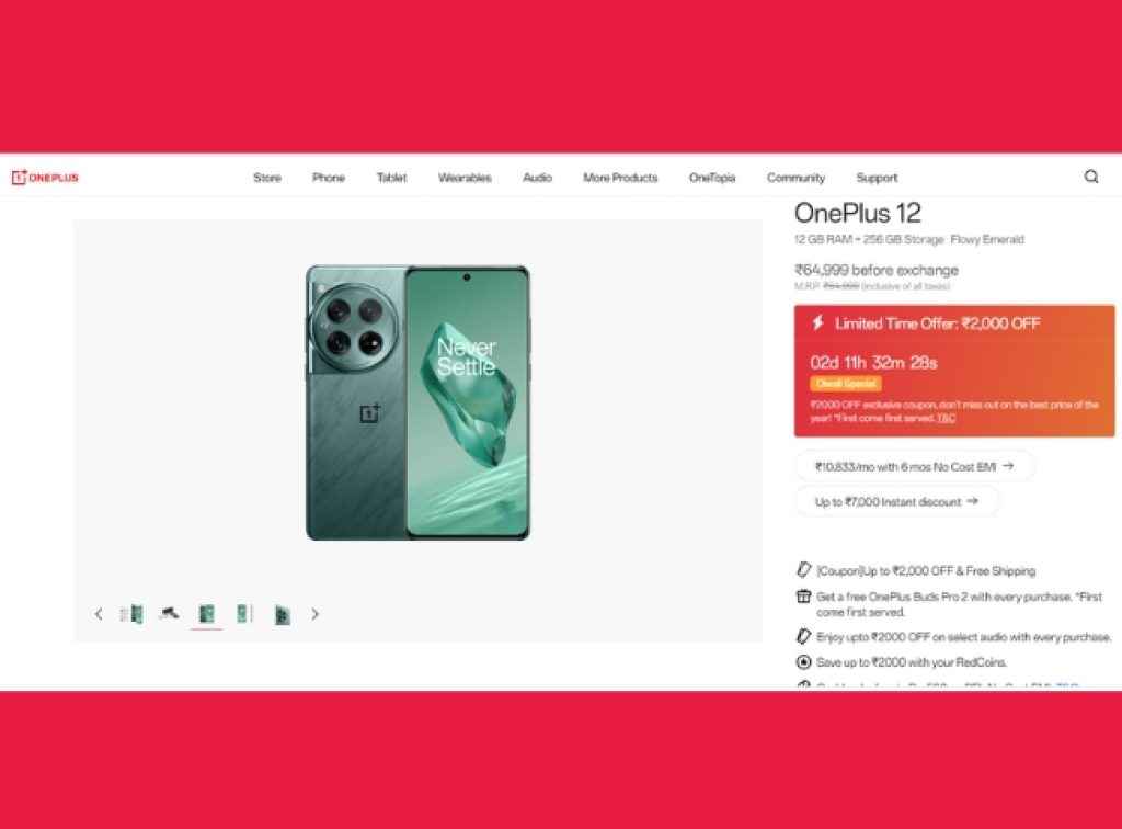 OnePlus 12-5G discount on Website