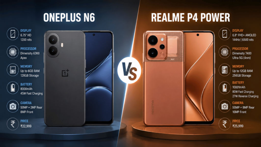OnePlus N6 vs Realme P4 Power specs