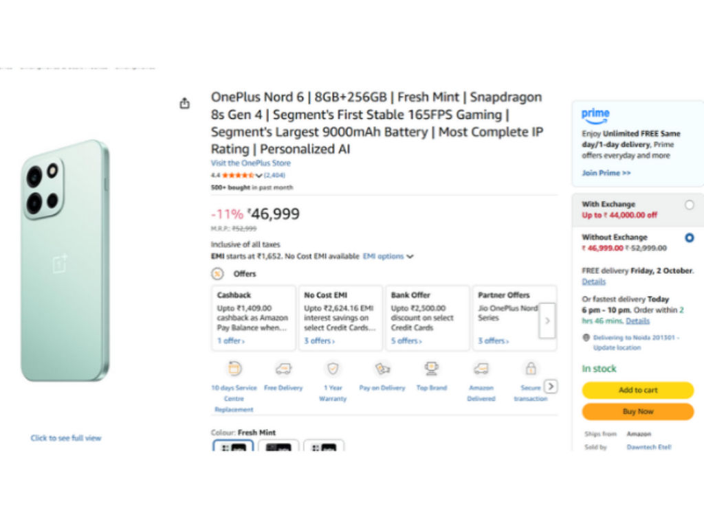 OnePlus Nord 6 Discount Price in Amazon GIF sale 2026