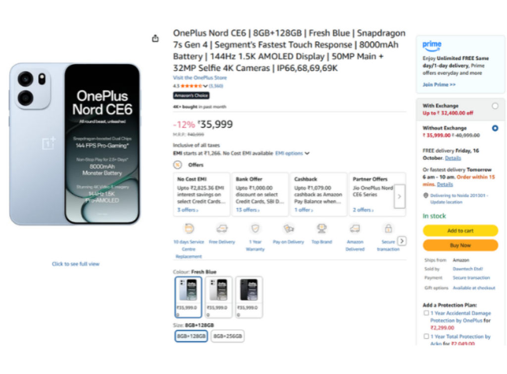 OnePlus Nord CE 6 5G Phone gets massive price discount on Amazon Great Indian Festival Sale
