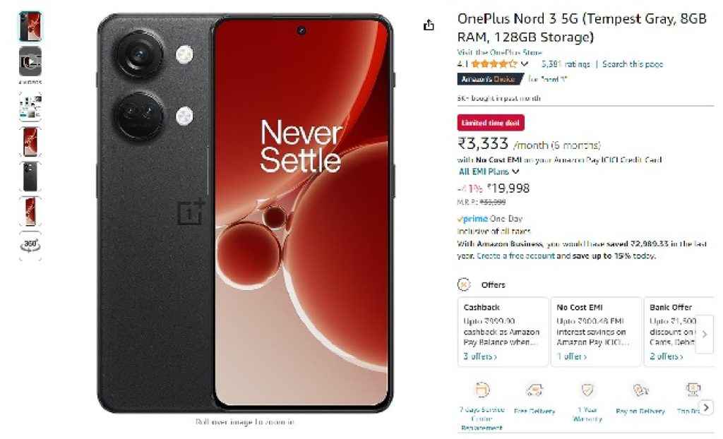 Oneplus Nord 3 Price cut on amazon india