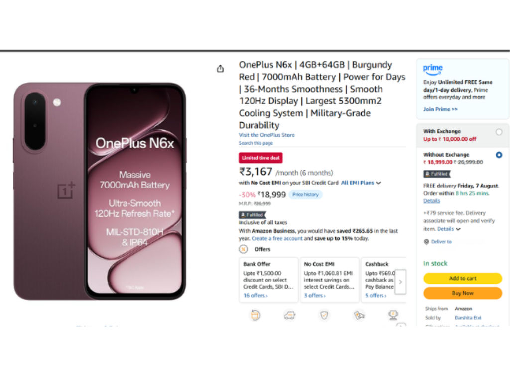 Oneplus cheapest 5G smartphone oneplus n6x 5G gets price discount on amazon