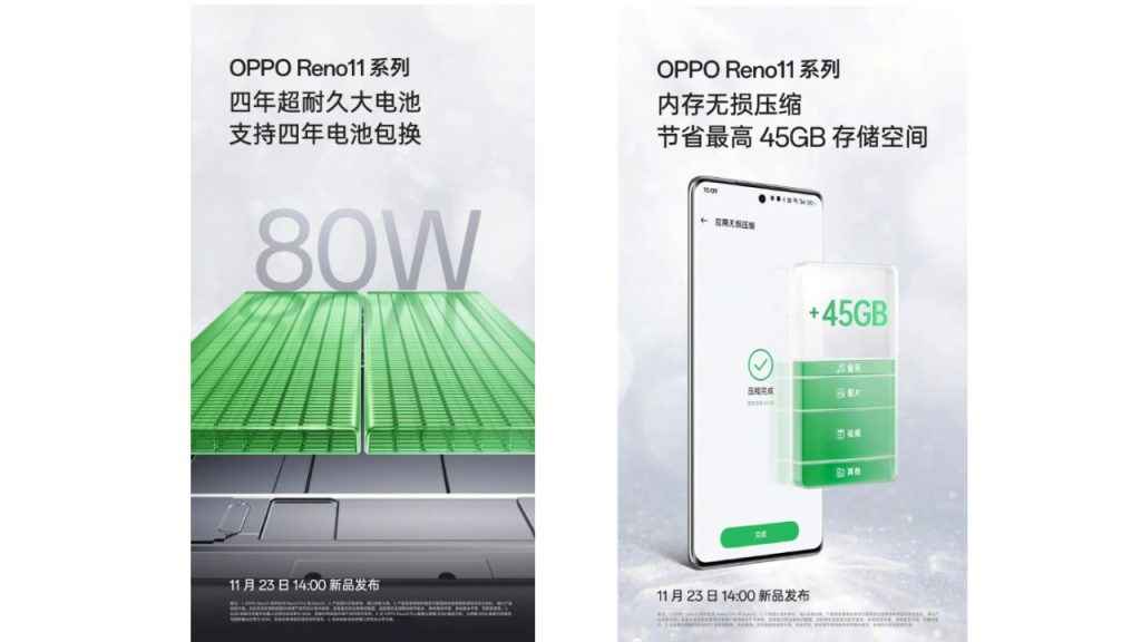 Oppo Reno 11 series charging features officially revealed: Ultra-durable battery, 80W charging & more