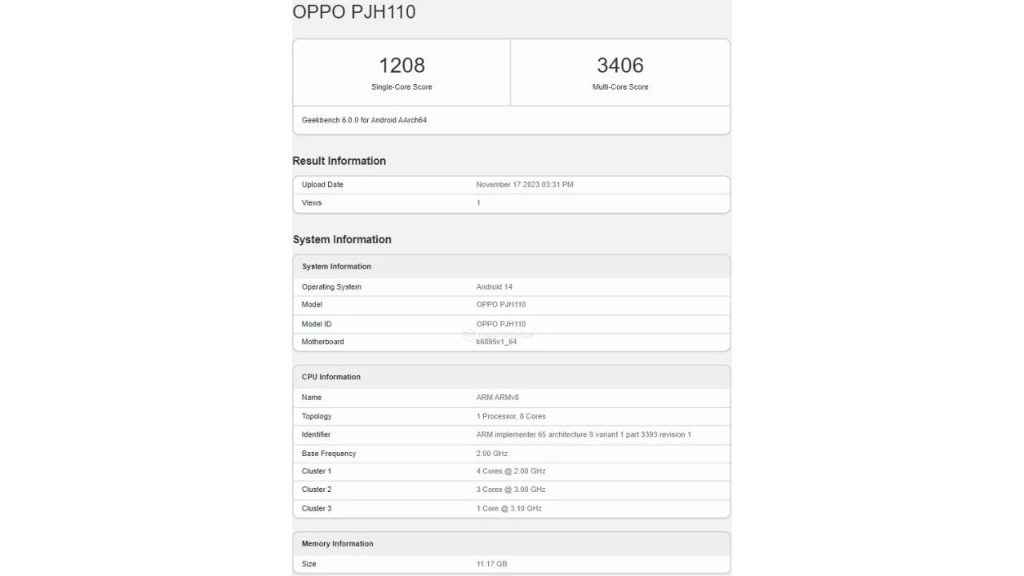 Oppo Reno 11 5G appears on Geekbench: Performance scores, processor & more revealed