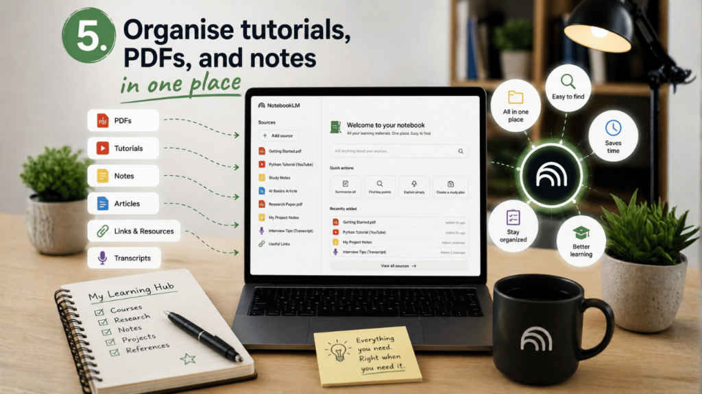 Organise tutorials, PDFs, and notes in one place