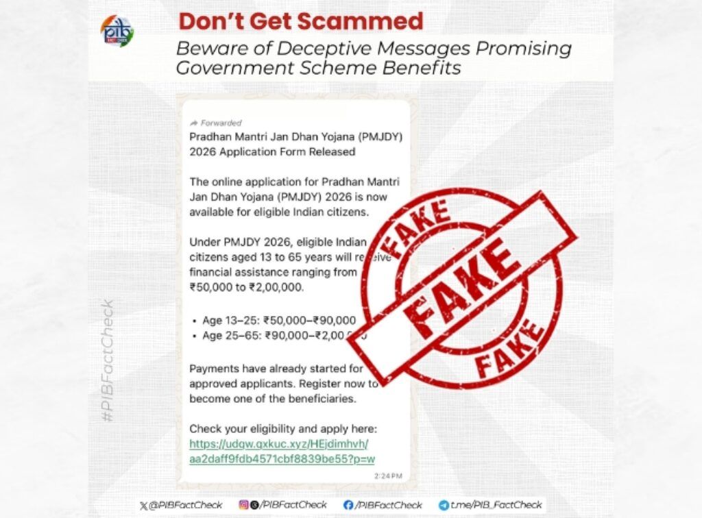 PMJDY 2026 WhatsApp Viral Message PIB Fact Check