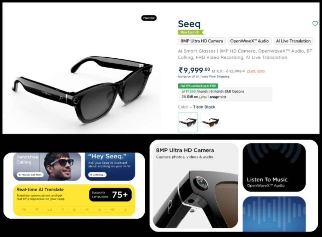 Pebble Seeq AI Smart Glasses