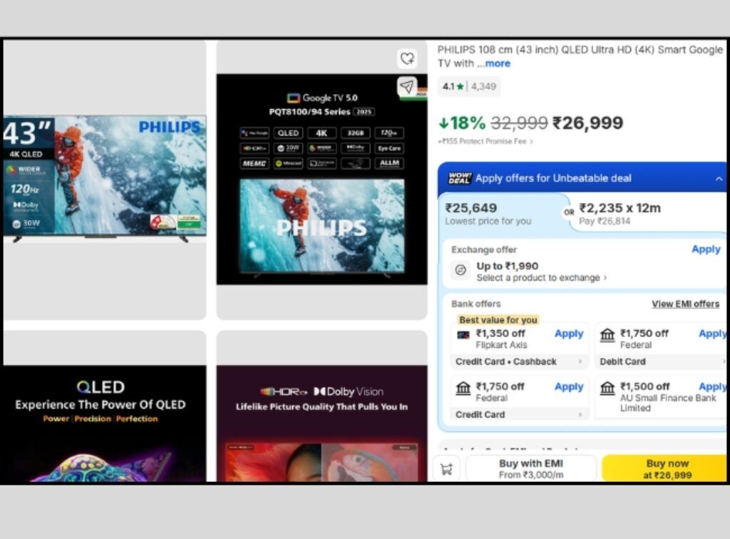 Philips 43 QLED Smart Tv