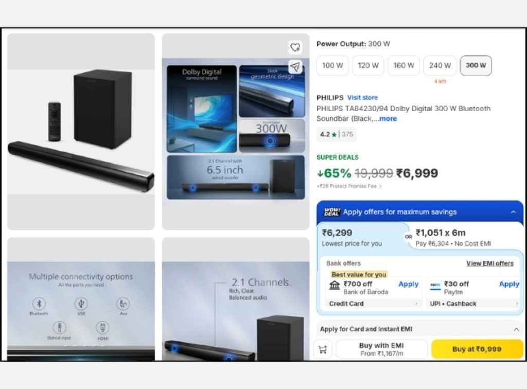 Philips Dolby Soundbar Deal on flipkart