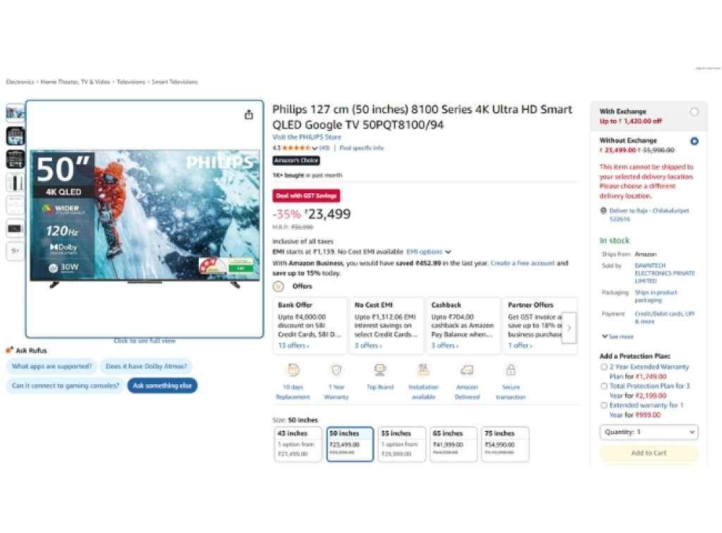 Philips QLED Smart Tv Deal