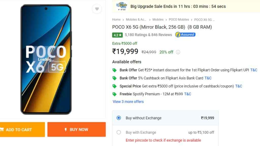 Poco X6 5G huge discount on Flipkart Sale