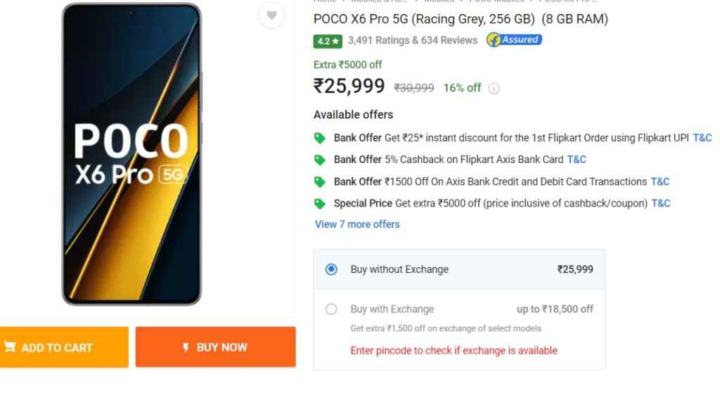 Poco X6 Pro 5G massive discount on flipkart