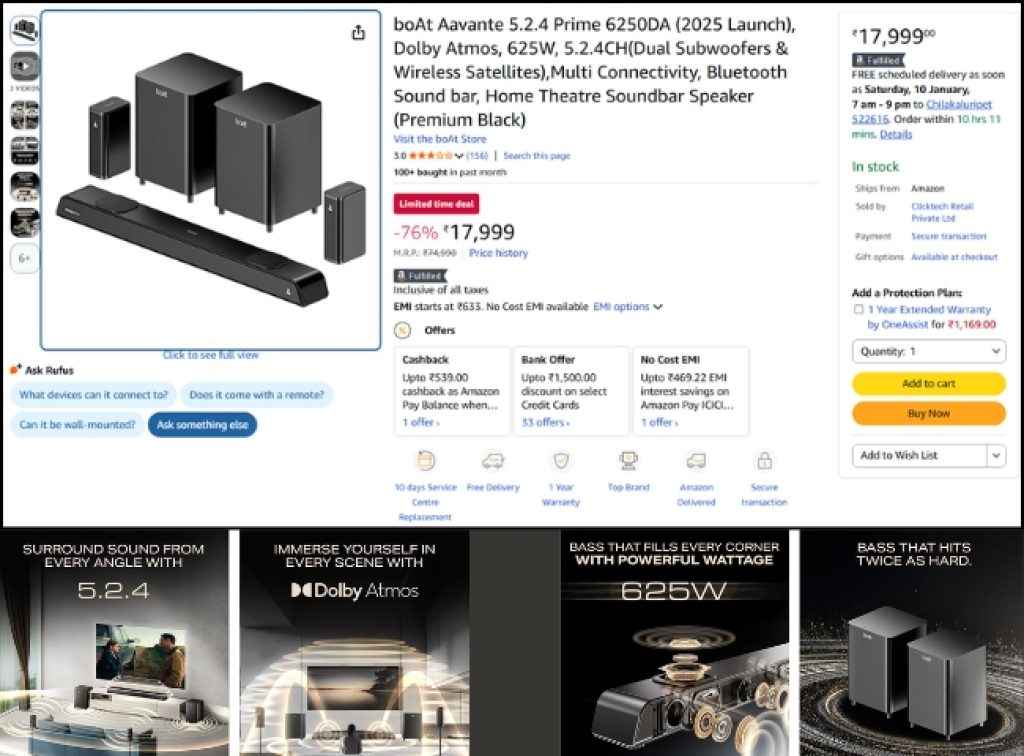 Price Cut 5.2.4 Dolby Atmos soundbar deal on amazon