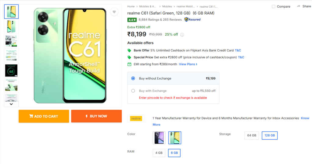 Realme C61 Sale in India - 12GB RAM