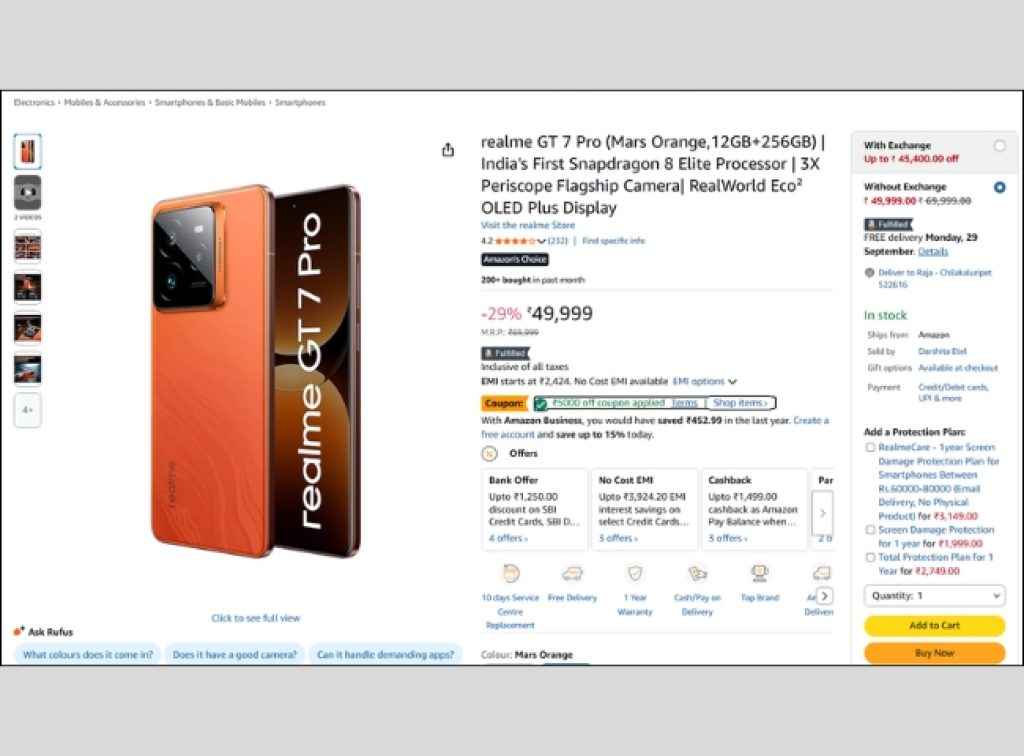 Realme GT 7 Pro amazon gif sale deal