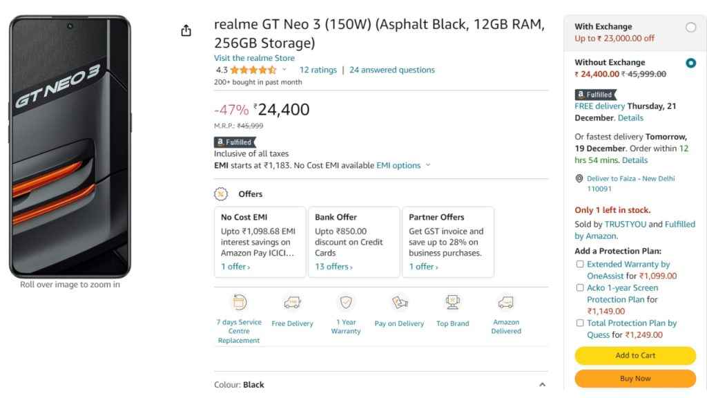 Realme GT Neo 3 Amazon Deal