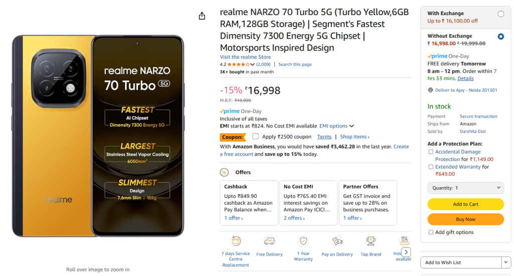 Realme NARZO 70 Turbo 5G Price Cut: in India
