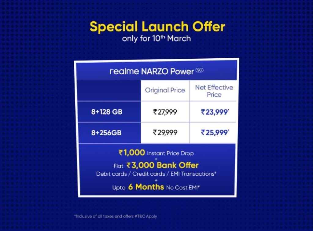 Realme NARZO Power 5G Sale offers