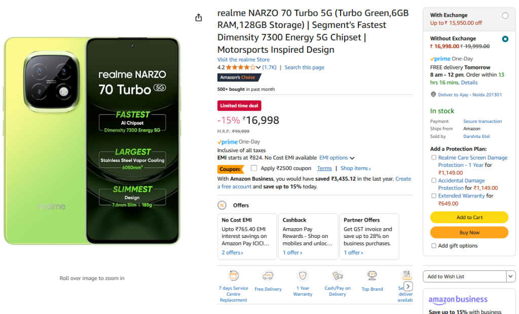 Realme Narzo 70 Turbo 5G Price Cut