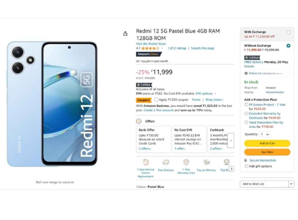 Redmi 12 5G Smartphone Amazon Offer