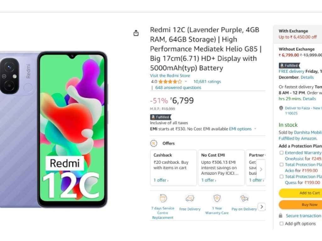 Redmi 12C amazon discount